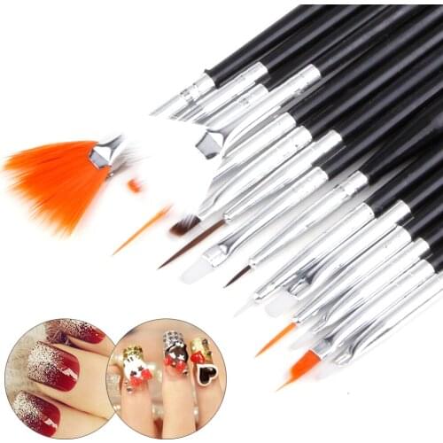 15Pcs/Set Nail Art Brush Decoration Gel Manicure Brushes Design Eyeliner Drawing Acrylic Art Brushes Shadow Liner Thin Nails Pen