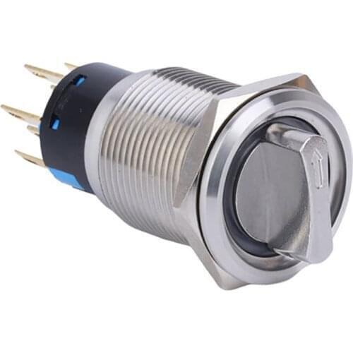 16mm Metal Rotary Selector Switch 2 3 Position Stainless Steel Push Button on Off Latching Switch SPDT Pushbutton 1NO1NC