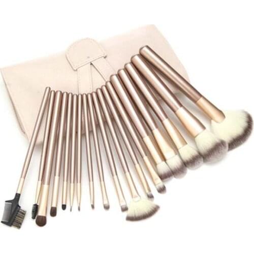 18 Pieces Gold Cosmetic with Fashion Bag Professional Makeup Accessories Brushes Tools Foundation Brush Sets&Kits High Quality