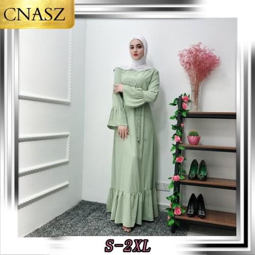 2019 Muslim Abaya Fashion Elegant Classic Middle Eastern Islamic Dubai ladies Handmade Beaded Long-Sleeved Dress