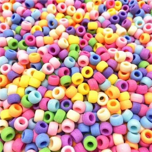 50Pcs 6x9mm Round Big Hole Transparent/ Solid color/Matte Acrylic Beads Spacer Loose Beads for Jewelry Making DIY Accessories