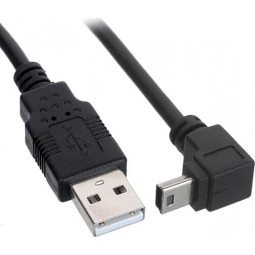 50cm 90 degree angled MINI USB B type to USB2.0 Male data & charge cable for MP3 MP4 GPS black color
