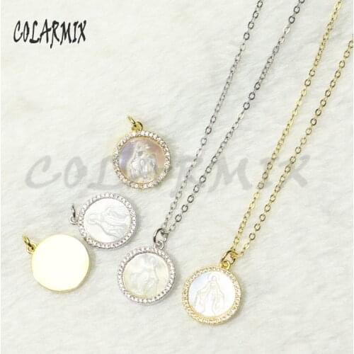 8 Pcs Jesus pendantes necklace God shell charm religion jewelry fashion accessories zircon accessories jewlery for women 9602