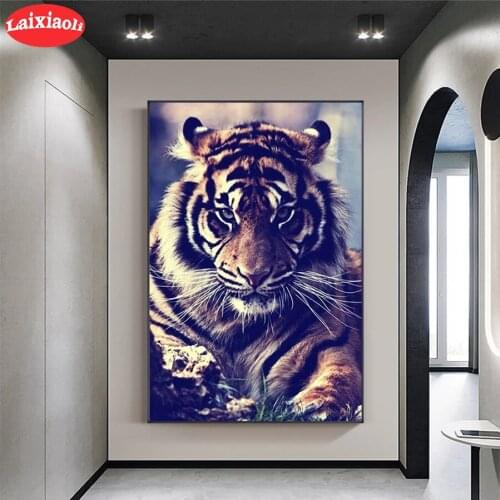 Diamond Painting animal art, tiger Full Drill Square DIY Diamond Embroidery Cross Stitch Mosaic round Rhinestone Home Decor