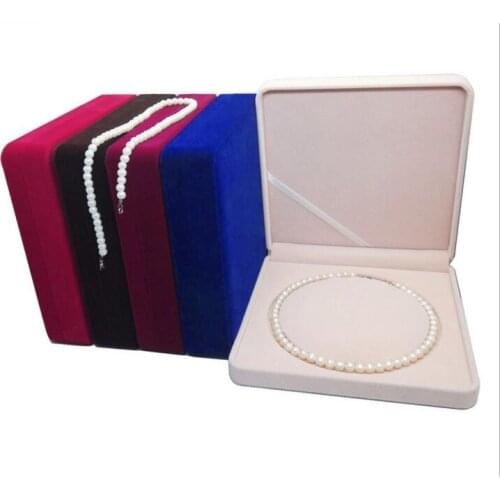 HQ Velvet Fresh Pearl Necklace Box Case Round Core Jewelry Packaging Box Storage Gift Boxes Jewelry Carrying19x19x4cm 30pcs/lot