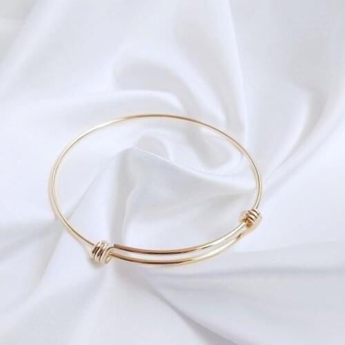 Strengthen Color Retention 14K True Gold Filled Manual Winding Adjusted Copper Bracelets Simple DIY Jewelry Making Accessories