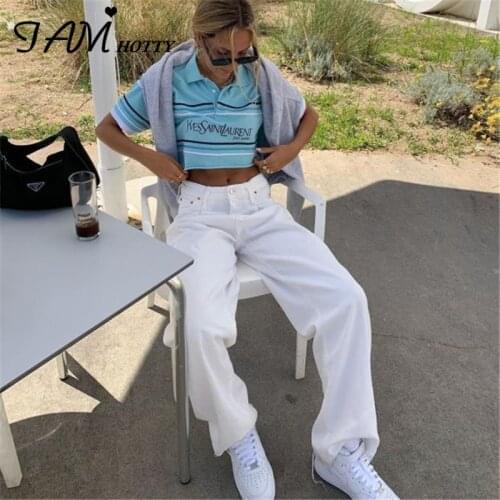 IAMHOTTY Wihte Solid Cotton Wide Leg Pants Women High Waist Casual Streetwear Trousers Female Vintage Joggers Capris Korean2020