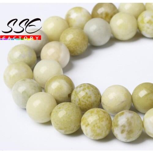 Natural Stone Beads Lemon Jaspers Round Loose Bead 15" Strand 4 6 8 10 12MM For jewelry making DIY bracelet necklace accessories