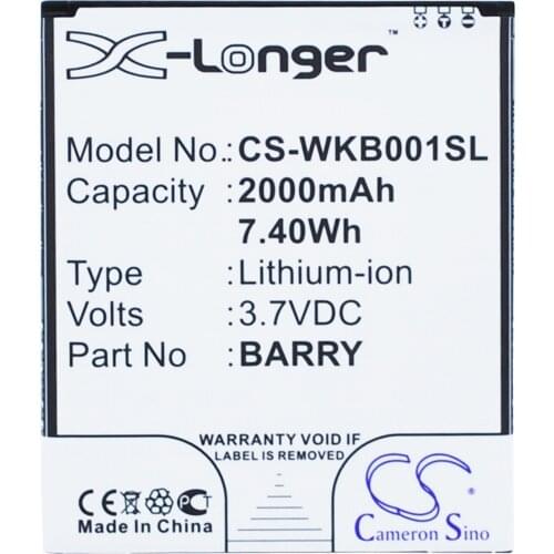 CS 2000mAh / 7.40Wh battery for Wiko Barry, Barry Dual SIM BARRY