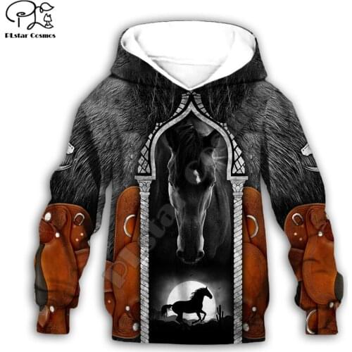 PLstar Cosmos Beautiful Horse 3d Print Hoodie Kids Boys/Girl Sweatshirt Zipper Hooded Colorful Animal Casual Children Wear H5