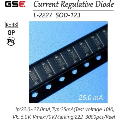 L-2227 25MA SMD SOD-123 CRD / CURRENT REGULATIVE DIODE NEW Applied to LED lamps and lanterns 10PCS/LOT