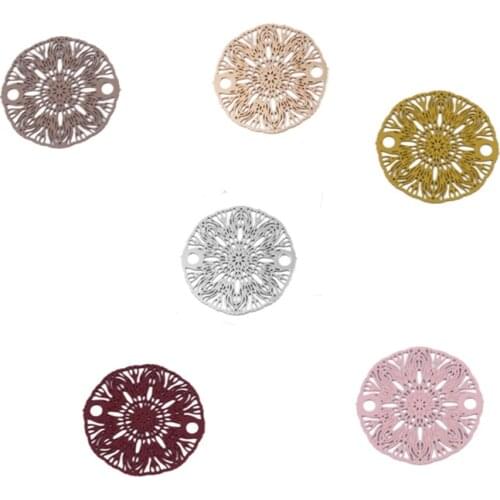 DoreenBeads Copper Filigree Stamping Connectors Flower Style Silver Color Colorful Jewelry DIY Findings Charms 19mm Dia., 10 PCs