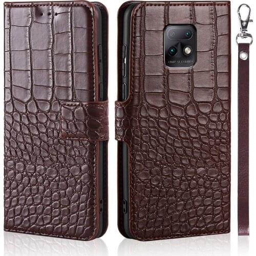 Flip Phone Case for Xiaomi Redmi 10X 5G Cover Original Crocodile Texture Leather Book Design Luxury Coque Wallet Capa Strap
