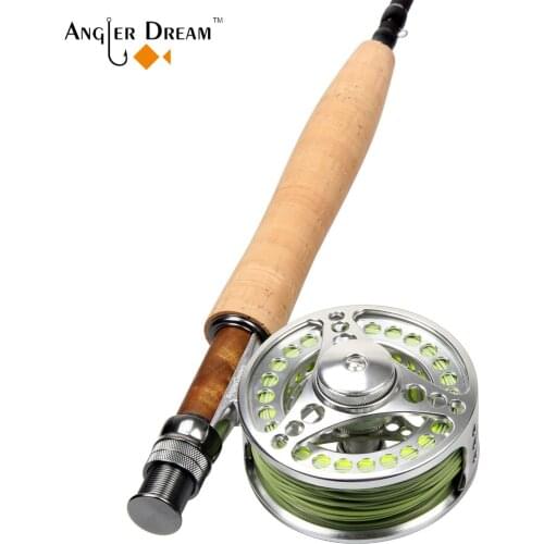 Fly Fishing Combo 5WT 9FT Carbon Fiber Fly Rod & 5/6WT CNC Machined Aluminum Fly Reel with Fly Line Backing Leader Tippet