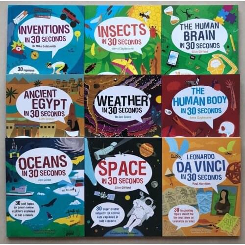 9 Book/set In 30 Seconds English Popular Science Reading Book for Children Learn English Reading Books for Kids