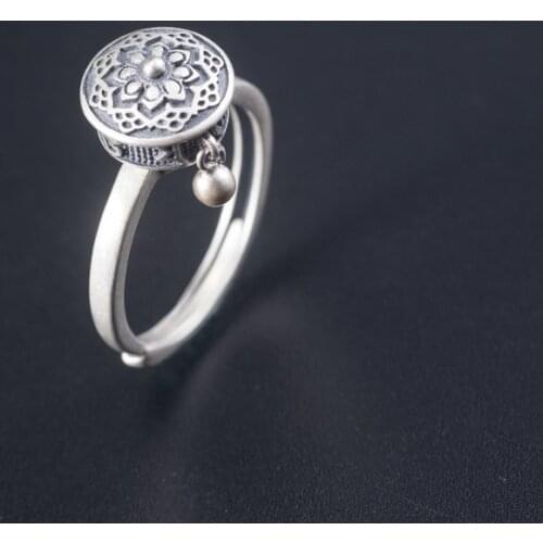 S925 Sterling Silver retro ring female 2021 new ins trend personality design passing cylinder shape opening ring