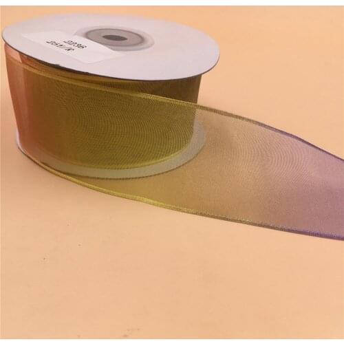 38MM X 25 Yards Printing colorful Organza Wire Edge Ribbon for Birthday Decoration Gift Wrapping 1-1/2"