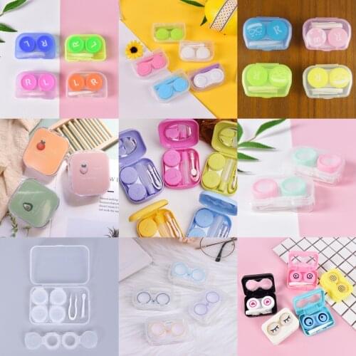 Fashion Cute Pocket Portable Mini Contact Lens Case Easy Carry Make Up Beauty Pupil Storage Box Mirror Container Travel Case