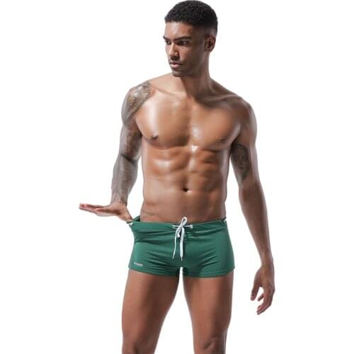 Low Waist Swimwear Men 2020 Solid Mens Beachwear Quick-drying Swimsuit Fashion Swim Trunks Sexy Short Sport Homme Brave Person