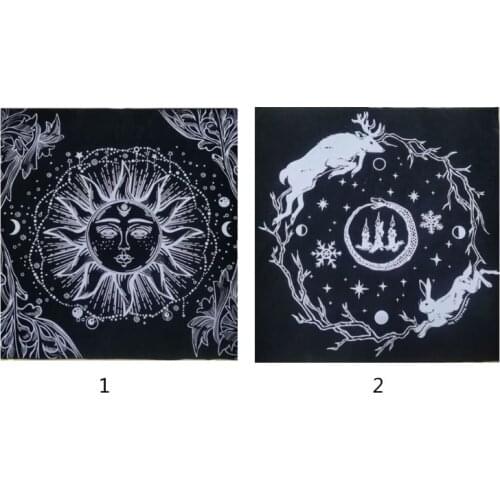 Soft Flannel Tarot Tablecloth Fate Guidance Board Game Rug Pentagram Sun Moon Divination Tarot Cloth