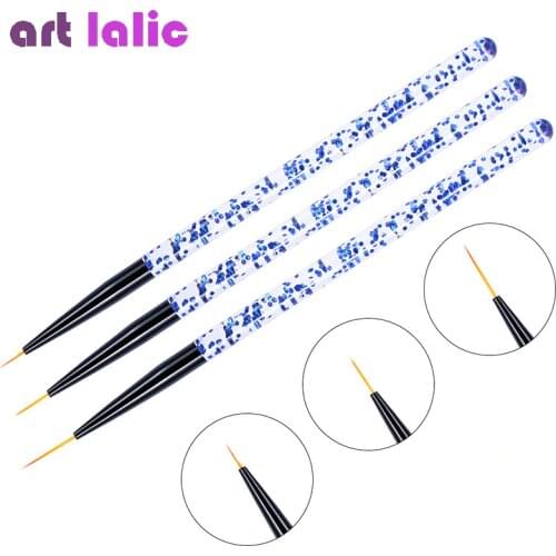 3pcs/set Nail Art Line Painting Pen 3D Tips Acrylic UV Gel Brushes Drawing Crystal Liner Glitter French Design Manicure Tool