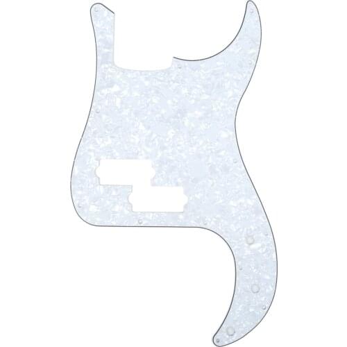 Musiclily 13 Hole P Bass Pickguard for Fender American/ Mexican Standard Precision Bass, 4Ply White Pearl
