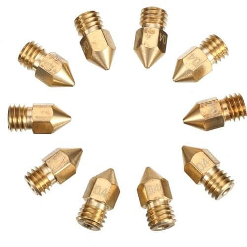 10pcs/lot 3D Printer Extruder Nozzle Print Head 0.4mm Extruder Brass Nozzle for MK8 nozzle 1.75mm Filament