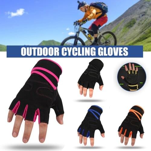 Non-slip Half Finger Gloves with Wrist Wrap Support Padded Fitness Short Open Finger Glove for Riding Sports Summer MC889