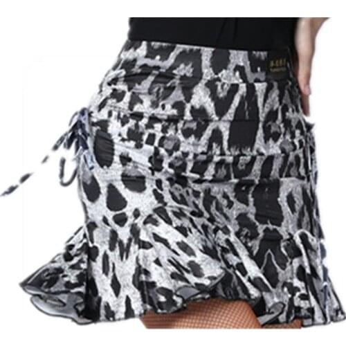 New Hot Leopard Print Women Classic Latin Dance Costumes Skirt Adult Costume Practice Wear Lady Salsa Chacha Tango Rumba Dress