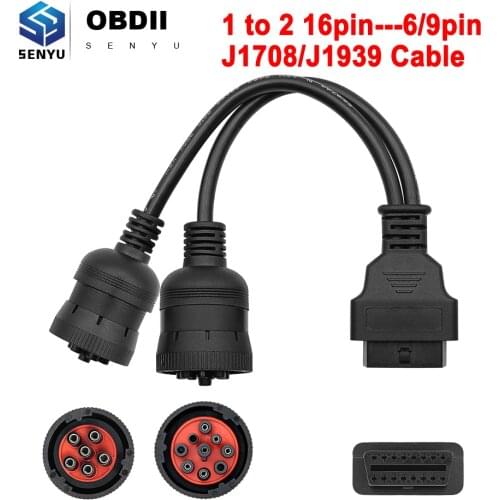 OBD2 Truck Diagnostic Tool 16 Pin Cable J1708 J1939 Connector OBD to OBD2 6 Pin 9 Pin for Cummins for Deutsch for Cat Truck