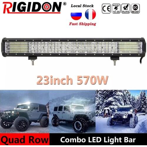 RIGIDON 23inch 570w quad rows movable bracket Led work light 9D LED light bar offroad 4x4 car light 12V 24V Car Fog Light