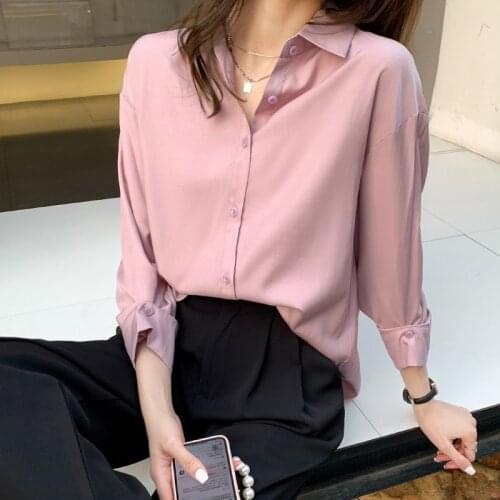Oversized Shirt Long Sleeve Top Casual Women Blouse Solid Color Tops 2021 Spring Plus Size Women Shirts