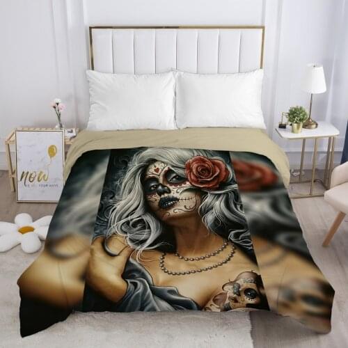 Skull Woman lady Duvet cover Quilt/Blanket/Comfortable Case 140x200 240x220 240x260 Queen King Single Bedding for Home copper