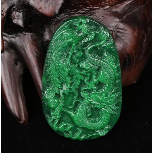 Natural A green jade pendant two side handcarved dragon jade necklace women pendants jade jewlelry add certificate