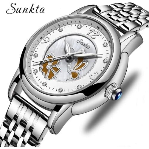 2020SUNKTA Ladies Watches Women Luxury Top Brand Wrist Watch Woman Stainless Steel Band Female Dress Clock relogio feminino+ Box