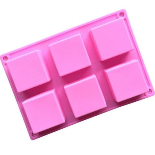 Handmade 6 Holes Lovely Square Silicone Soap Mold Soap Crafts Moulds Fondant Cake Baking Cooking Tools Bath Room Supplies