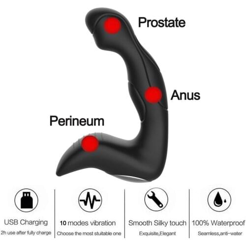 Male Prostate Massage Vibrator Anal Plug Silicone Waterproof Massager Stimulator Butt Delay Ejaculation Ring Toy For Men