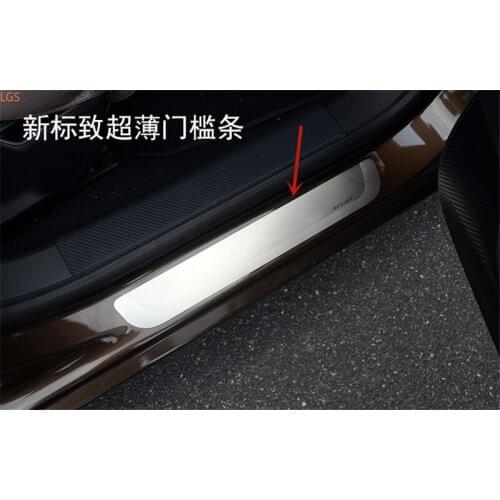 High-quality stainless steel ultra-thin threshold guard plate anti-scratch protection car styling For Peugeot 408 2014-2019