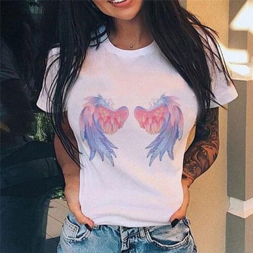Chest print Vouge Colorful and black wings T-shirt 2021 Newest summer Harajuku O-Neck Short Sleeve Casual T Shirt