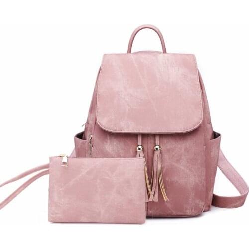 New European and American fashion womens bag fashion PU shoulder bag leisure tassel backpack