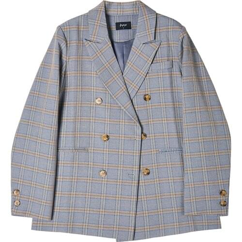 Office lady blazers woman plaid blazer suit jacket women spring autumn loose blazer jacket women coats women jacket blazer