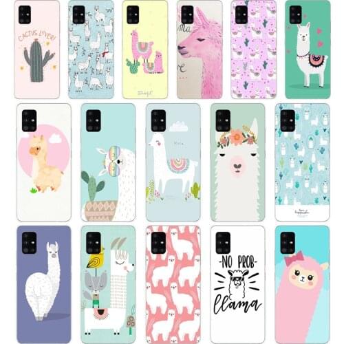 02 Cute Llama Alpaca Animals Cartoon Soft Silicone Tpu Cover phone Case for Samsung Galaxy A31 A41 A51 A71 A40 2019 Case