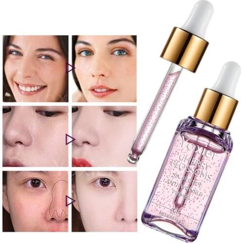 1pcs / 3pcs Makeup Base Whitening Essence Face Cherry Blossoms Professional Anti-Wrinkle Serum Foundation Primer 15ml
