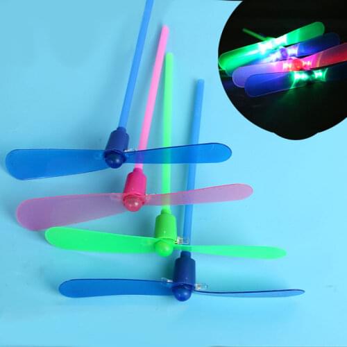 1 PC Creative Bamboo Dragonfly Flash Shine Hand Push Luminous Small Toys Toys for Children Gifts Random Color Plastic Unisex PVC
