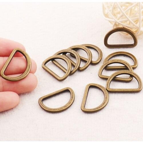 14pcs Antique Bronze D Rings Flat Cast buckles 3/4"(20mm) D Ring Webbing Purse Bag Handbag Dog Collar Handbag Hardware