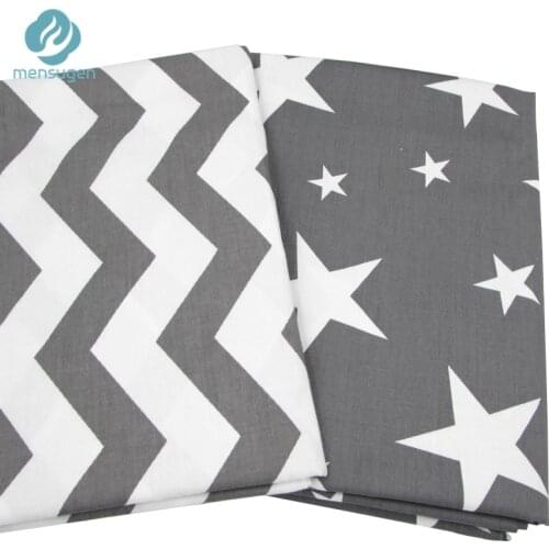 2pc 50*160cm Grey Stars Chevron Design Cotton Fabric for Home Textile Cushion Sewing Baby Quilts Fabric Home Decoration Material