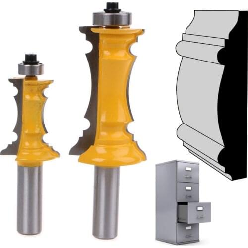 2pcs/set 1/2'' Shank Mitered Door Drawer Rail Chair Molding Router Bit Knife For Woodworking Tool Cutter