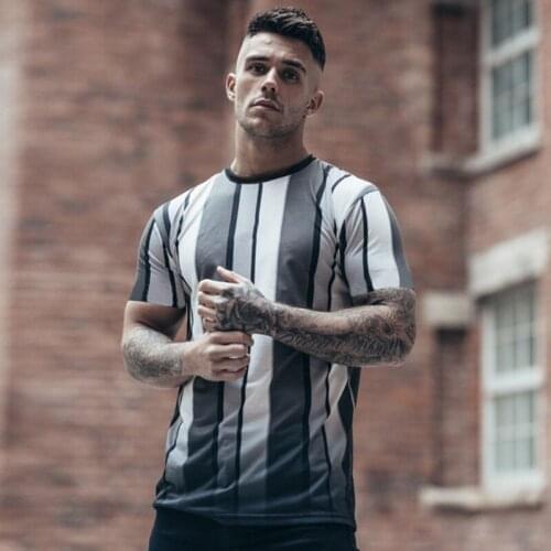 2020 Summer New Men T-shirt Short Sleeve Casual Fashion Male T shirt Stripe Hip Hop Brand Clothing Streetwear Quick Drying Shirt