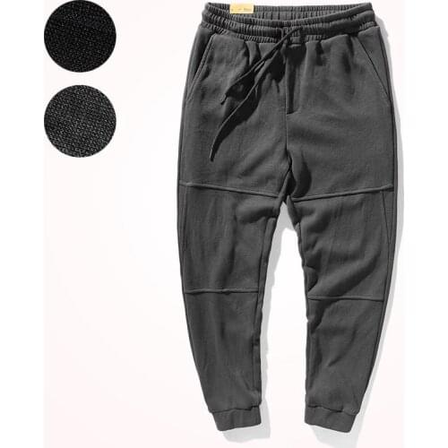 2021 Autumn and Winter Heavyweight Sweatpants Mens Fashion Stitching Tailoring Elastic Waist Drawstring Sports Casual Pants