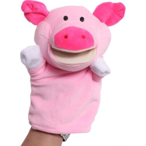 25cm Animal Hand Puppet Pink Pig Plush Toys Baby Educational Hand Puppets Cartoon Pretend Telling Story Doll Toy for Children